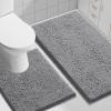 imageSmiry Luxury Chenille Bath Rug 24x16 Bathroom Rugs and Mats Set 30x2024x20 Grey