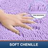 imageSmiry Luxury Chenille Bath Rug Set 2 Piece Extra Soft and Absorbent Shaggy Bathroom Mat Rugs Machine Washable NonSlip Plush Carpet Runner for Tub Shower and Bath Room24x1630x20Purple