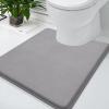 imageSmiry Memory Foam Bath Mat 24x16 and 24x20 UShaped Toilet Extra Soft Absorbent Bathroom Rugs Non Slip Bath Rug Runner for Shower Bathroom Floors Grey