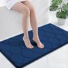 imageSmiry Memory Foam Bath Mat 30x20 Ultra Soft NonSlip Bathroom Rug Plush Water Absorbent Quick Dry and Machine Washable Floor Mat for Shower Tub amp Home Decor GreyNavy Blue