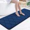 imageSmiry Memory Foam Bath Mat 30x20 Ultra Soft NonSlip Bathroom Rug Plush Water Absorbent Quick Dry and Machine Washable Floor Mat for Shower Tub amp Home Decor GreyNavy Blue