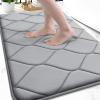 imageSmiry Memory Foam Bath Mat 30x20 Ultra Soft NonSlip Bathroom Rug Plush Water Absorbent Quick Dry and Machine Washable Floor Mat for Shower Tub amp Home Decor GreyGrey