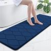 imageSmiry Memory Foam Bath Mat 30x20 Ultra Soft NonSlip Bathroom Rug Plush Water Absorbent Quick Dry and Machine Washable Floor Mat for Shower Tub amp Home Decor GreyNavy Blue