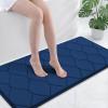 imageSmiry Memory Foam Bath Mat 30x20 Ultra Soft NonSlip Bathroom Rug Plush Water Absorbent Quick Dry and Machine Washable Floor Mat for Shower Tub amp Home Decor GreyNavy Blue