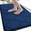 imageSmiry Memory Foam Bath Mat 30x20 Ultra Soft NonSlip Bathroom Rug Plush Water Absorbent Quick Dry and Machine Washable Floor Mat for Shower Tub amp Home Decor GreyNavy Blue