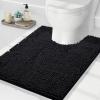 imageSmiry UShaped Toilet Bathroom Rugs 24x20 and 20x20 Extra Soft and Absorbent Shaggy Bathroom Mat Rugs Machine Washable NonSlip Plush CarpetBlack