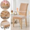 imageSmiry Velvet Stretch Chair Covers for Dining Room Set of 4 Soft Fit Removable Washable Kitchen Parsons Chair Slipcover Protector KhakiBeige