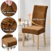 imageSmiry Velvet Stretch Chair Covers for Dining Room Set of 4 Soft Fit Removable Washable Kitchen Parsons Chair Slipcover Protector KhakiCamel
