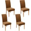 imageSmiry Velvet Stretch Chair Covers for Dining Room Set of 4 Soft Fit Removable Washable Kitchen Parsons Chair Slipcover Protector KhakiCamel