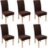 imageSmiry Velvet Stretch Chair Covers for Dining Room Set of 4 Soft Fit Removable Washable Kitchen Parsons Chair Slipcover Protector KhakiCoffee