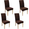 imageSmiry Velvet Stretch Chair Covers for Dining Room Set of 4 Soft Fit Removable Washable Kitchen Parsons Chair Slipcover Protector KhakiCoffee