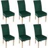 imageSmiry Velvet Stretch Chair Covers for Dining Room Set of 4 Soft Fit Removable Washable Kitchen Parsons Chair Slipcover Protector KhakiDark Green