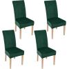 imageSmiry Velvet Stretch Chair Covers for Dining Room Set of 4 Soft Fit Removable Washable Kitchen Parsons Chair Slipcover Protector KhakiDark Green