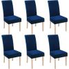 imageSmiry Velvet Stretch Chair Covers for Dining Room Set of 4 Soft Fit Removable Washable Kitchen Parsons Chair Slipcover Protector KhakiFederal Blue