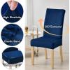 imageSmiry Velvet Stretch Chair Covers for Dining Room Set of 4 Soft Fit Removable Washable Kitchen Parsons Chair Slipcover Protector KhakiFederal Blue