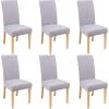 imageSmiry Velvet Stretch Chair Covers for Dining Room Set of 4 Soft Fit Removable Washable Kitchen Parsons Chair Slipcover Protector KhakiLight Grey
