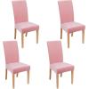 imageSmiry Velvet Stretch Chair Covers for Dining Room Set of 4 Soft Fit Removable Washable Kitchen Parsons Chair Slipcover Protector KhakiPink