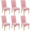 imageSmiry Velvet Stretch Chair Covers for Dining Room Set of 4 Soft Fit Removable Washable Kitchen Parsons Chair Slipcover Protector KhakiPink