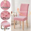 imageSmiry Velvet Stretch Chair Covers for Dining Room Set of 4 Soft Fit Removable Washable Kitchen Parsons Chair Slipcover Protector KhakiPink