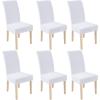 imageSmiry Velvet Stretch Chair Covers for Dining Room Set of 4 Soft Fit Removable Washable Kitchen Parsons Chair Slipcover Protector KhakiRaw White