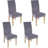 imageSmiry Velvet Stretch Chair Covers for Dining Room Set of 4 Soft Fit Removable Washable Kitchen Parsons Chair Slipcover Protector KhakiSilver Grey