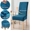 imageSmiry Velvet Stretch Chair Covers for Dining Room Set of 4 Soft Fit Removable Washable Kitchen Parsons Chair Slipcover Protector KhakiTeal