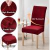 imageSmiry Velvet Stretch Chair Covers for Dining Room Set of 4 Soft Fit Removable Washable Kitchen Parsons Chair Slipcover Protector KhakiWine Red