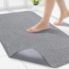 imageSmiry Bath Mat 17x27 Ultra Thin Bathroom Rugs Non Slip Rubber Backing Machine Washable Quick Dry Absorbent Bath mat for Bathroom Floor Tub Shower Home Decor Accessories GreyGrey