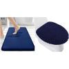 imageSmiry Bathroom Rugs 24x16 and Toilet Lid Cover 175x15 Soft and Absorbent Bath Mat Machine Washable NonSlip Plush Carpet Runner for Tub Shower and Floor Home Decor Navy Blue