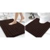 imageSmiry Bathroom Rugs Mat Set 2 Piece 24X16UShaped 24x20 Extra Soft Absorbent Non Slip Rubber Backing Machine Washable Quick Dry Chenille Bath Rug Set for Tub Shower and FloorBrown