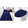 imageSmiry Bathroom Rugs Set 2 Piece30x20 Plus 24x16 and Toilet Lid Cover 175x15 Soft and Absorbent Bath Mat Machine Washable NonSlip Plush Carpet Runner for Tub Shower and Home DecorNavy Blue