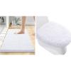 imageSmiry Bathroom Rugs and Mats Set 2 Piece Chenille Bath Mat Set Machine Wash Dry Non Slip Absorbent Shaggy Bath Rug for Bath Room Shower and Tub 24 x 16175 x 15 White