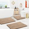 imageSmiry Chenille Bathroom Rugs 36x2430x20 and UShaped Toilet Bath Rugs 24x20 Extra Soft and Absorbent Shaggy Bath Mat Machine Washable NonSlip Plush Carpet Beige