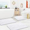 imageSmiry Chenille Bathroom Rugs and Mats Set of 3 Non Slip Absorbent Shaggy Bath Rug for Tub Shower and Bath Room 36x 2424x 16UShaped 24 x20 White