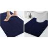 imageSmiry Luxury Chenille Bath Rug 24x16 and UShaped Toilet Bathroom Rugs 24x20 Extra Soft and Absorbent Shaggy Bathroom Mat Rugs Machine Washable NonSlip Plush CarpetNavy Blue