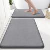 imageSmiry Memory Foam Bathroom Rugs Sets 2 Piece Soft Absorbent Machine Washable Non Slip Shaggy Bath Rug Set for Tub Shower and Floor 30x2024x16 Medium GreyMedium Grey