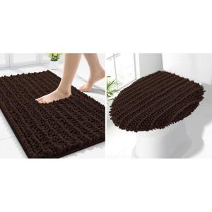 imageSmiry Bathroom Rugs 30x20 and Toilet Lid Cover 175x15 Soft and Absorbent Bath Mat Machine Washable NonSlip Plush Carpet Runner for Tub Shower and Floor Home DecorBrown