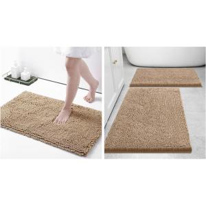 imageSmiry Bathroom Rugs and Mats Set of 3 Non Slip Absorbent Shaggy Bath Rug for Tub Shower and Bath Room 24x 1630 x 2030 x 20 Beige
