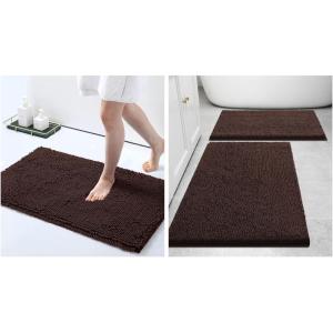 imageSmiry Bathroom Rugs and Mats Set of 3 Non Slip Absorbent Shaggy Bath Rug for Tub Shower and Bath Room 24x 1630 x 2030 x 20 Brown