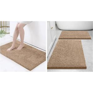 imageSmiry Bathroom Rugs and Mats Set of 3 Non Slip Absorbent Shaggy Bath Rug for Tub Shower and Bath Room 24x 1630 x 2036x24 Beige