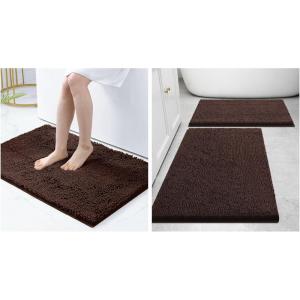 imageSmiry Bathroom Rugs and Mats Set of 3 Non Slip Absorbent Shaggy Bath Rug for Tub Shower and Bath Room 24x 1630 x 2036x24 Brown