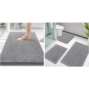 imageSmiry Bathroom Rugs and Mats Set of 4 Non Slip Absorbent Shaggy Bath Rug for Tub Shower and Bath Room 30 x 2036x2424x1624x20 Grey