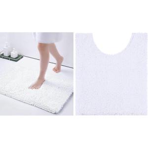 imageSmiry Chenille Bathroom Rugs 24x16 and UShaped Toilet Bath Rugs 20x20 Extra Soft and Absorbent Shaggy Bath Mat Machine Washable NonSlip Plush Carpet White