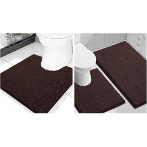 imageSmiry Chenille Bathroom Rugs 30x20 and UShaped Toilet Bath Rugs 20x2024x20 Extra Soft and Absorbent Shaggy Bath Mat Machine Washable NonSlip Plush Carpet Brown