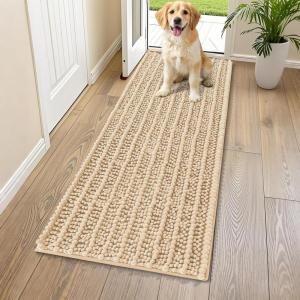 imageSmiry Dog Door Mat for Muddy Paws 30x20 Extra Soft Absorbent Chenille Doormat Trap Moisture and Dirt NonSlip Machine Washable Front Door Mat for Indoor Entrance Inside Floor GreyBurgundy