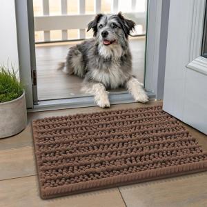 imageSmiry Dog Door Mat for Muddy Paws 30x20 Extra Soft Absorbent Chenille Doormat Trap Moisture and Dirt NonSlip Machine Washable Front Door Mat for Indoor Entrance Inside Floor GreyMocha