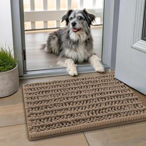imageSmiry Dog Door Mat for Muddy Paws 30x20 Extra Soft Absorbent Chenille Doormat Trap Moisture and Dirt NonSlip Machine Washable Front Door Mat for Indoor Entrance Inside Floor GreyCamel