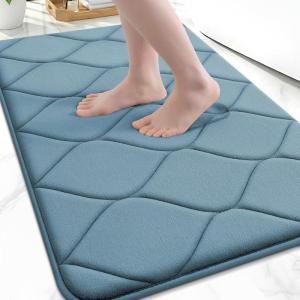 imageSmiry Memory Foam Bath Mat 30x20 Ultra Soft NonSlip Bathroom Rug Plush Water Absorbent Quick Dry and Machine Washable Floor Mat for Shower Tub amp Home Decor GreyAiry Blue