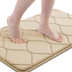 imageSmiry Memory Foam Bath Mat 30x20 Ultra Soft NonSlip Bathroom Rug Plush Water Absorbent Quick Dry and Machine Washable Floor Mat for Shower Tub amp Home Decor GreyBeige