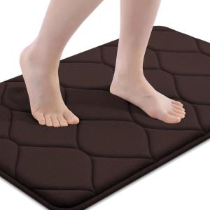 imageSmiry Memory Foam Bath Mat 30x20 Ultra Soft NonSlip Bathroom Rug Plush Water Absorbent Quick Dry and Machine Washable Floor Mat for Shower Tub amp Home Decor GreyBrown